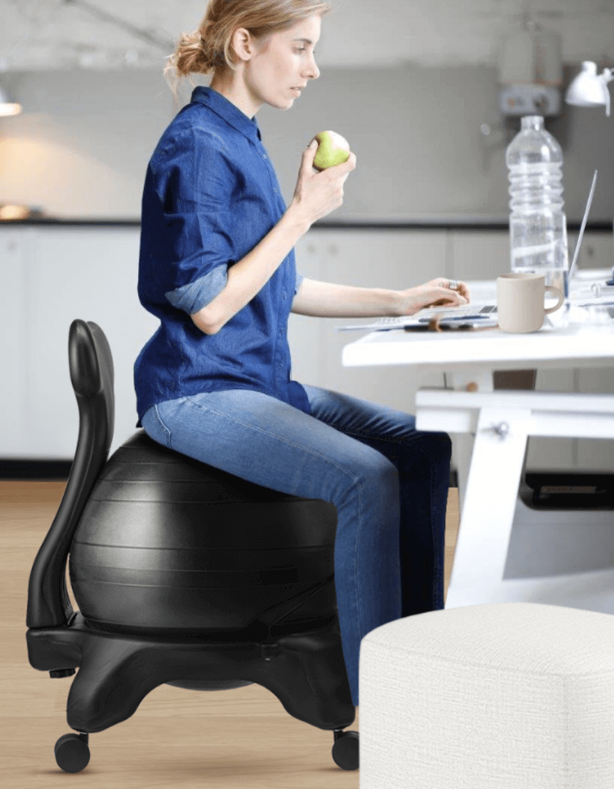 Yoga Ball Office Chair with Stability Base for Home Gym NEUMEE Exercise Ball Chair with Resistance Bands Large Size 65 cm Workout Ball for Fitness 