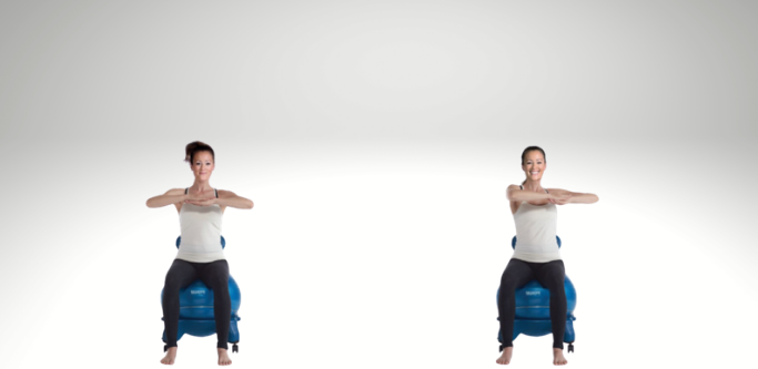 άσκηση περιστροφή με μπάλα κάθισμα fit chair